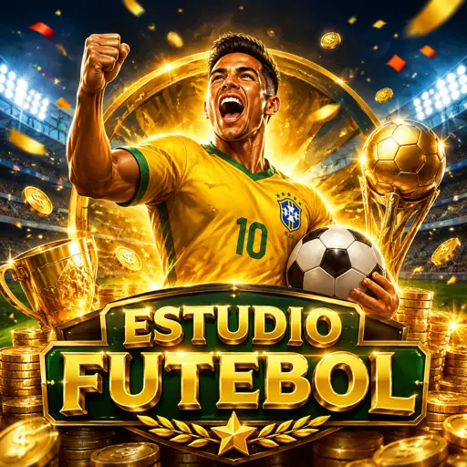 Estúdio do Football Studio com apresentador e cartas Home e Away
